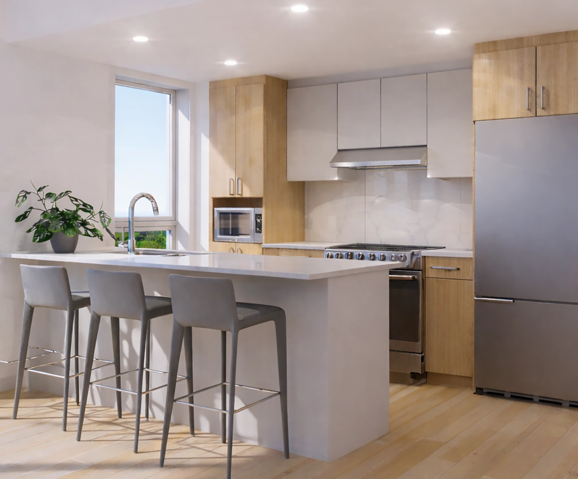 Cuisine d'un condo neuf à vendre aux Condos Uniti